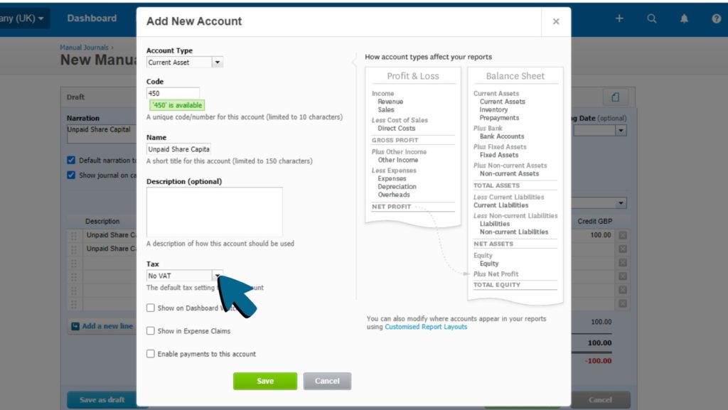 Screenshot of No VAT being selected