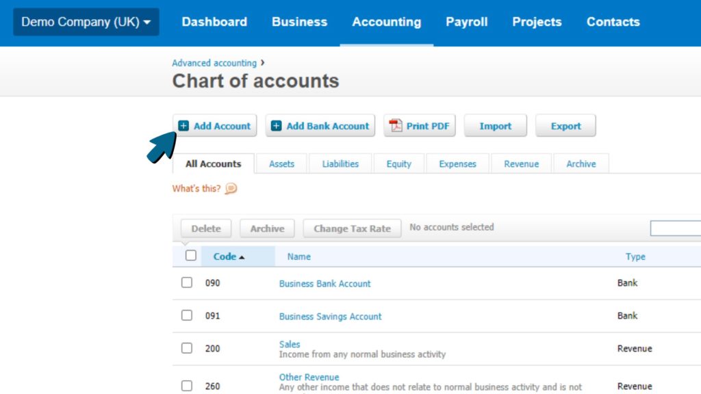 Screenshot of Add Account option being chosen